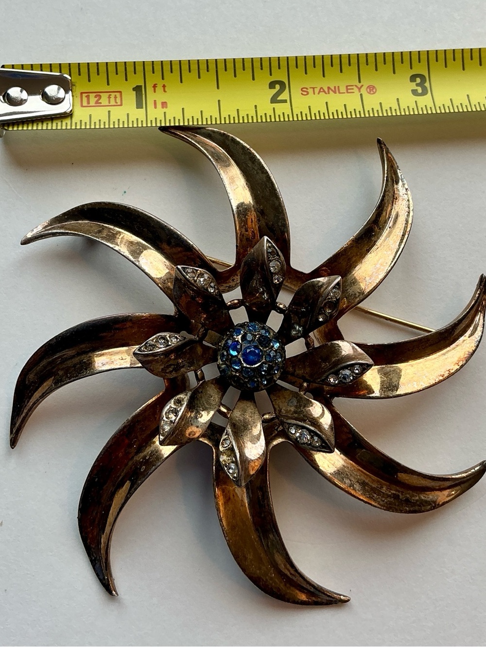 VTG oversized 1950’s Dramatic Starburst Sculptural Brooch Pin Atomic As Is